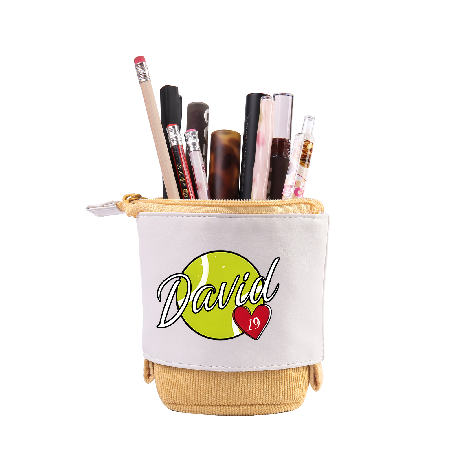 Astuccio per matite personalizzato con 1 nome e 1 palla regalo per scuola elementare bambini