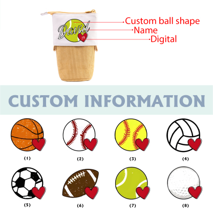 Astuccio per matite personalizzato con 1 nome e 1 palla regalo per scuola elementare bambini