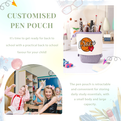 Astuccio per matite personalizzato con 1 nome e 1 palla regalo per scuola elementare bambini