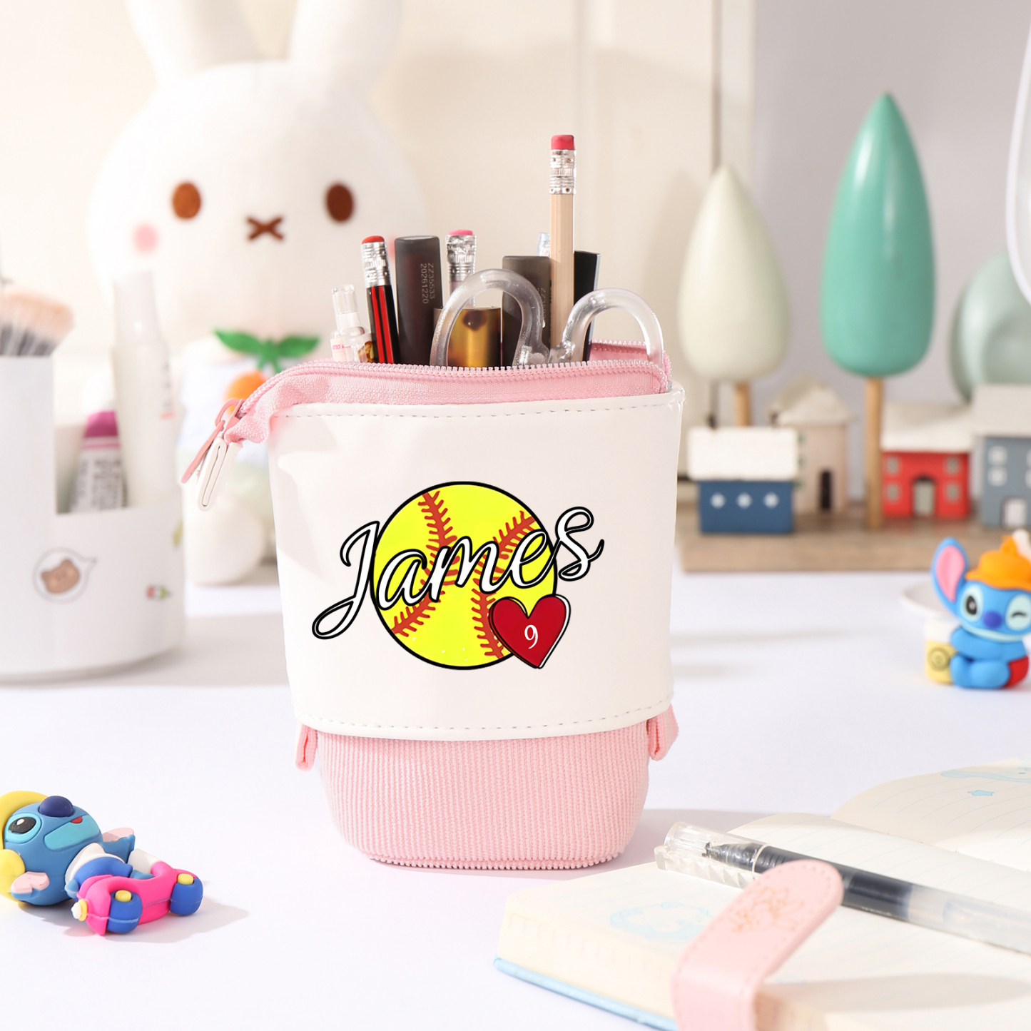 Astuccio per matite personalizzato con 1 nome e 1 palla regalo per scuola elementare bambini