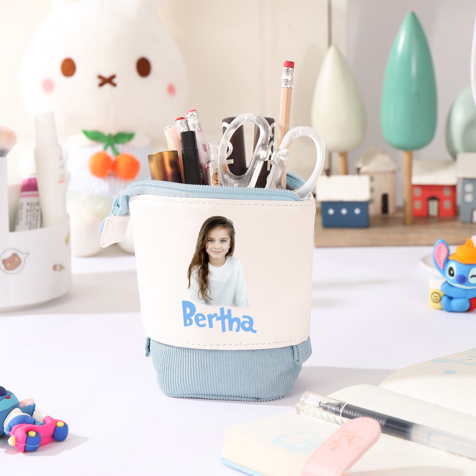 Astuccio per matite personalizzato con 1 nome e 1 foto regalo per scuola elementare bambini