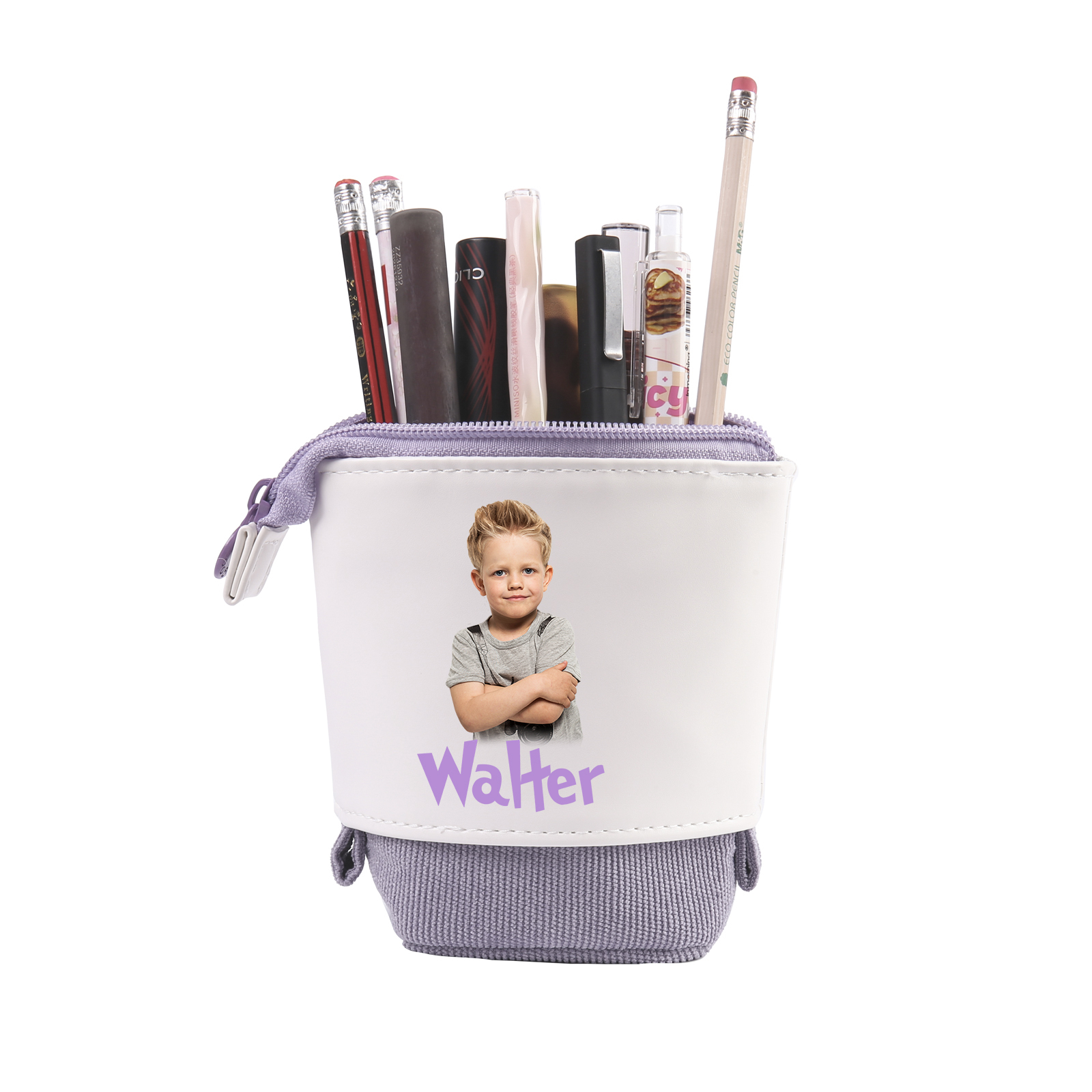 Astuccio per matite personalizzato con 1 nome e 1 foto regalo per scuola elementare bambini