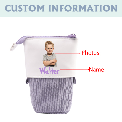 Astuccio per matite personalizzato con 1 nome e 1 foto regalo per scuola elementare bambini