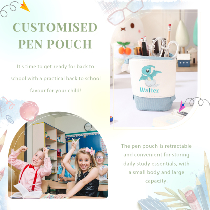 Astuccio per matite personalizzato con 1 nome e 1 bimbo dinosauro regalo per scuola elementare bambini