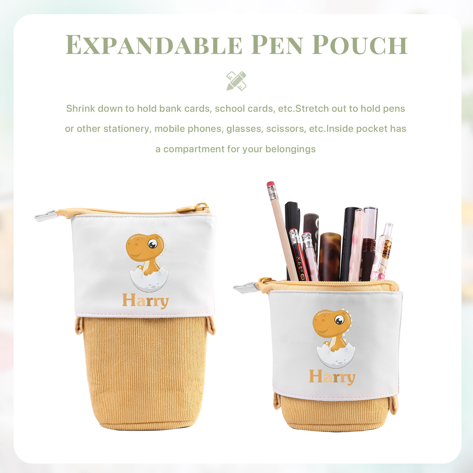 Astuccio per matite personalizzato con 1 nome e 1 bimbo dinosauro regalo per scuola elementare bambini