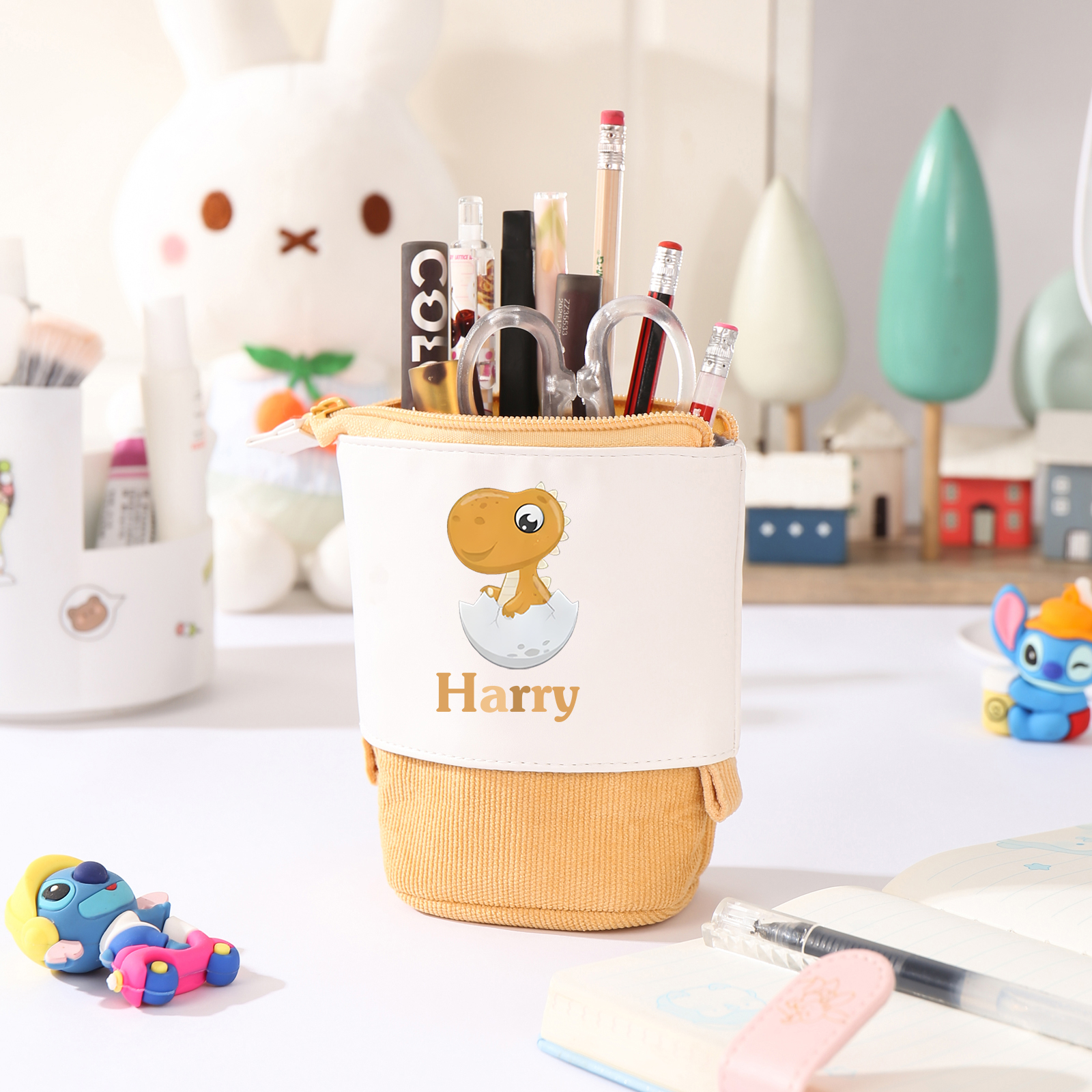 Astuccio per matite personalizzato con 1 nome e 1 bimbo dinosauro regalo per scuola elementare bambini