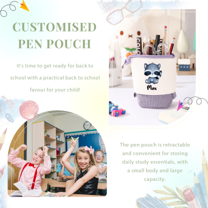 Astuccio per matite personalizzato con 1 nome e 1 animale regalo per scuola elementare bambini
