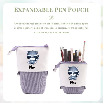 Astuccio per matite personalizzato con 1 nome e 1 animale regalo per scuola elementare bambini