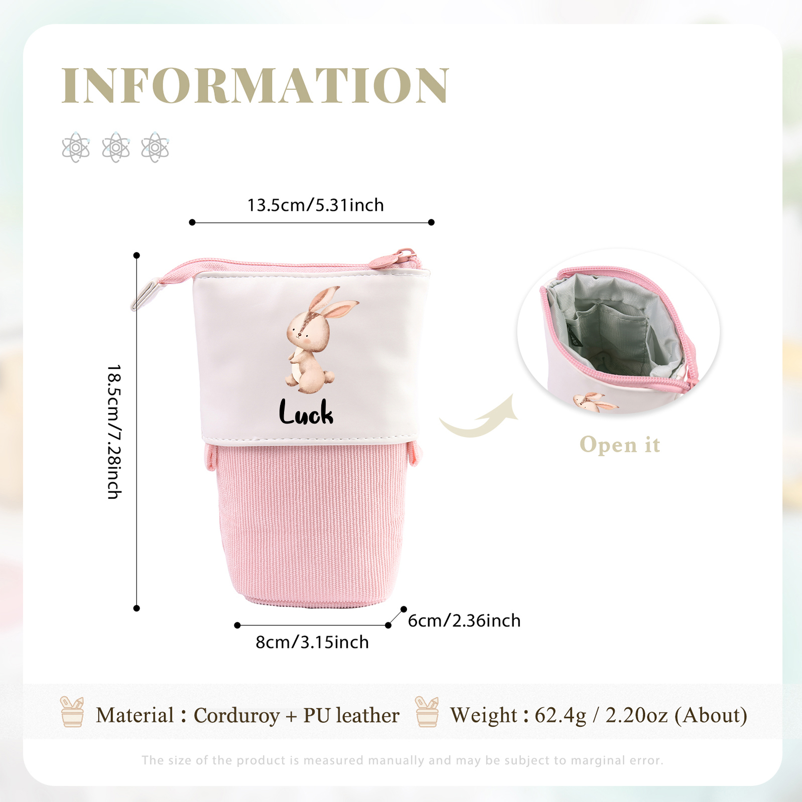 Astuccio per matite personalizzato con 1 nome e 1 animale regalo per scuola elementare bambini