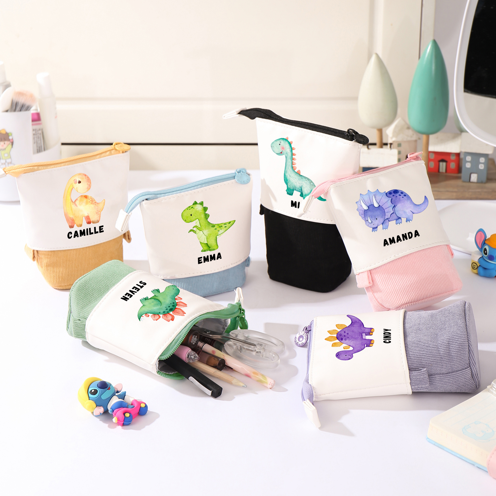 Astuccio per matite personalizzato con 1 nome e 1 animale regalo per scuola elementare bambini