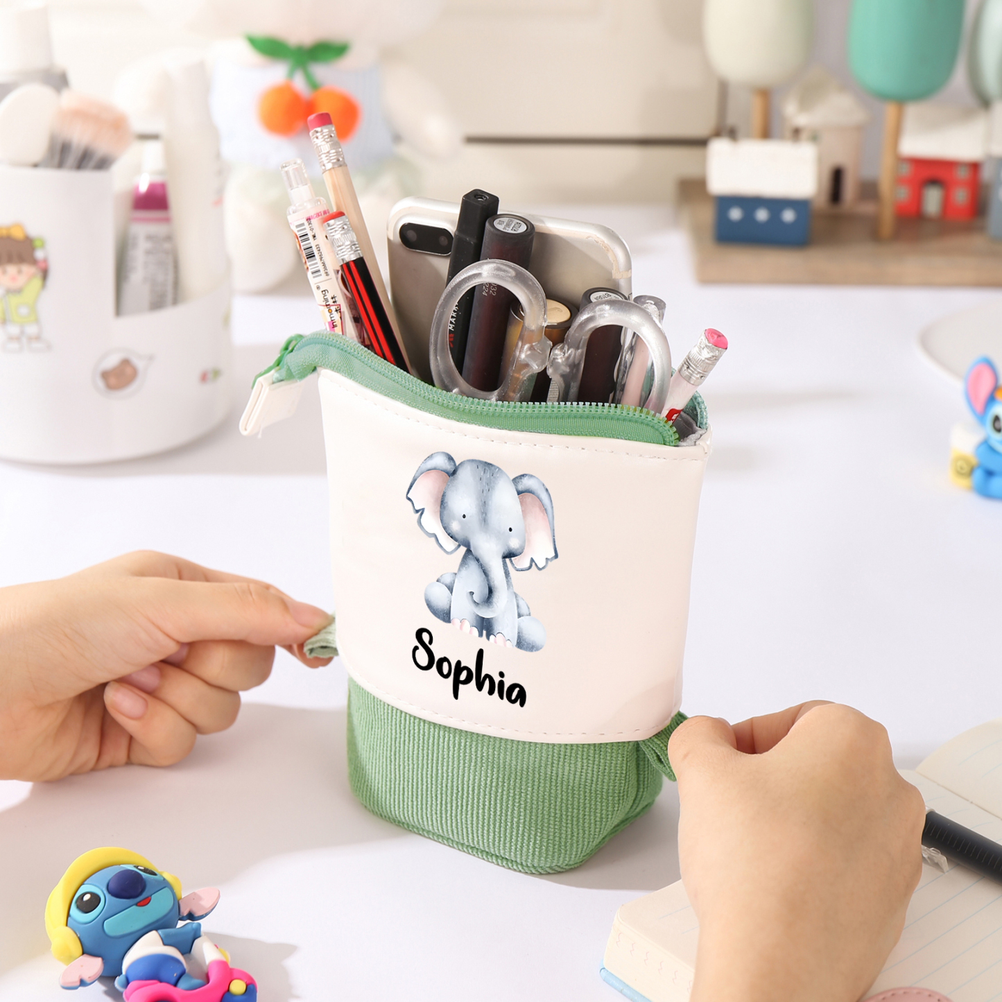 Astuccio per matite personalizzato con 1 nome e 1 animale regalo per scuola elementare bambini