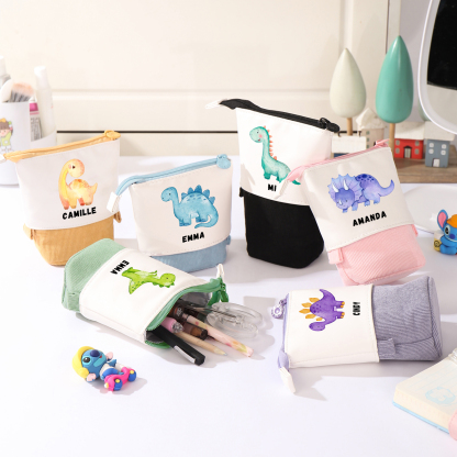 Astuccio per matite personalizzato con 1 nome e 1 animale regalo per scuola elementare bambini