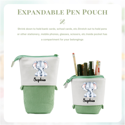 Astuccio per matite personalizzato con 1 nome e 1 animale regalo per scuola elementare bambini