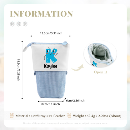 Astuccio per matite personalizzato con 1 nome e 1 lettera regalo per scuola elementare bambini