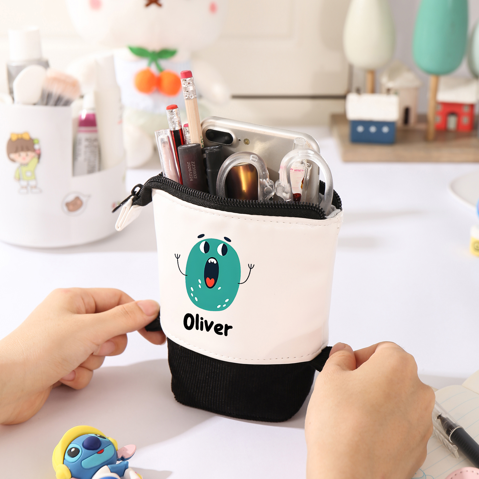 Astuccio per matite personalizzato con 1 nome e 1 lettera regalo per scuola elementare bambini