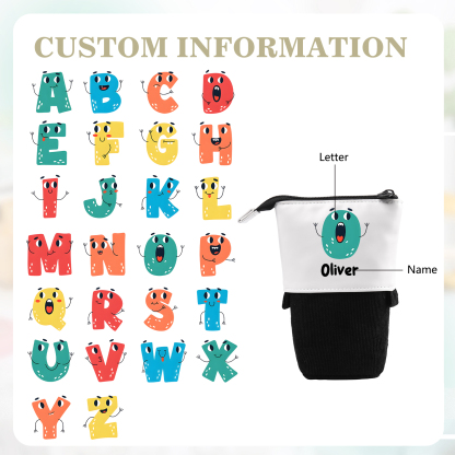 Astuccio per matite personalizzato con 1 nome e 1 lettera regalo per scuola elementare bambini