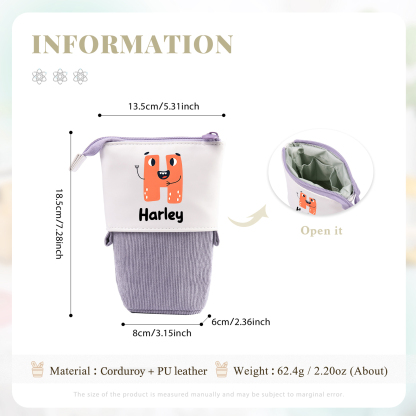 Astuccio per matite personalizzato con 1 nome e 1 lettera regalo per scuola elementare bambini