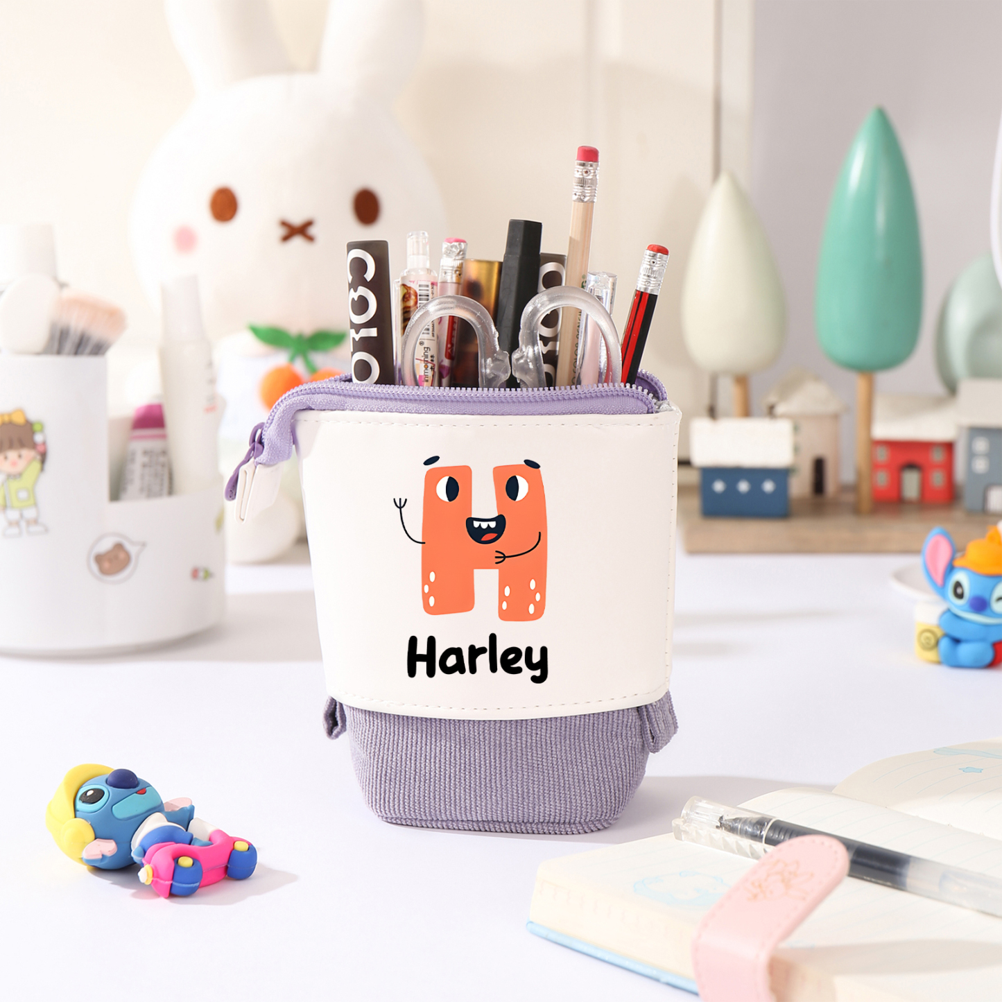 Astuccio per matite personalizzato con 1 nome e 1 lettera regalo per scuola elementare bambini