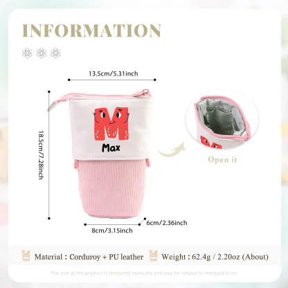 Astuccio per matite personalizzato con 1 nome e 1 lettera regalo per scuola elementare bambini