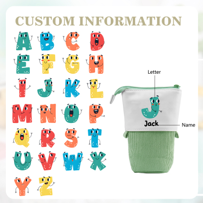 Astuccio per matite personalizzato con 1 nome e 1 lettera regalo per scuola elementare bambini