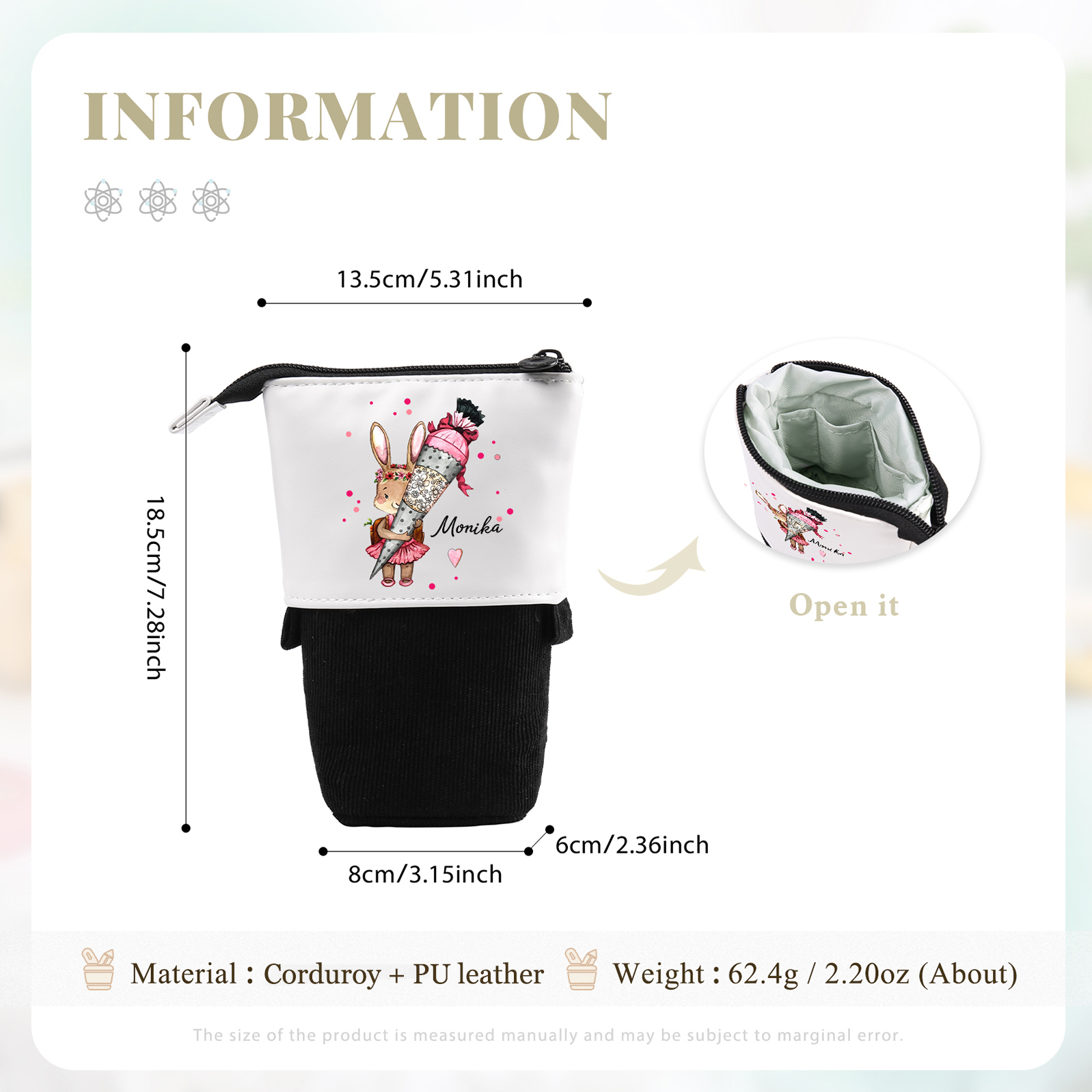 [Copy]Astuccio per matite personalizzato con 1 nome e 1 lettera regalo per scuola elementare bambini