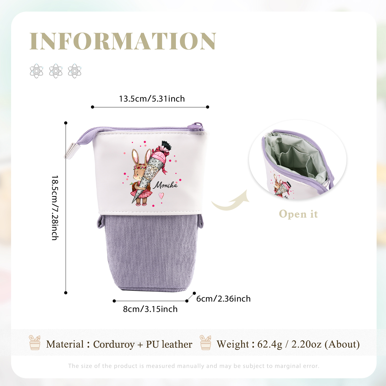 [Copy]Astuccio per matite personalizzato con 1 nome e 1 lettera regalo per scuola elementare bambini