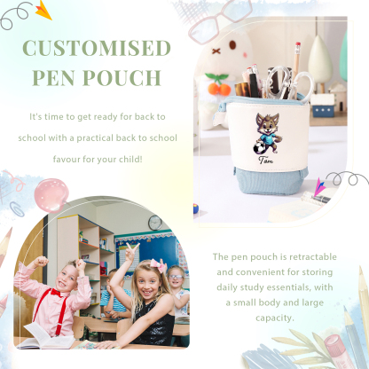 Astuccio per matite animale personalizzato con 1 nome e 1 animale regalo per scuola elementare bambini