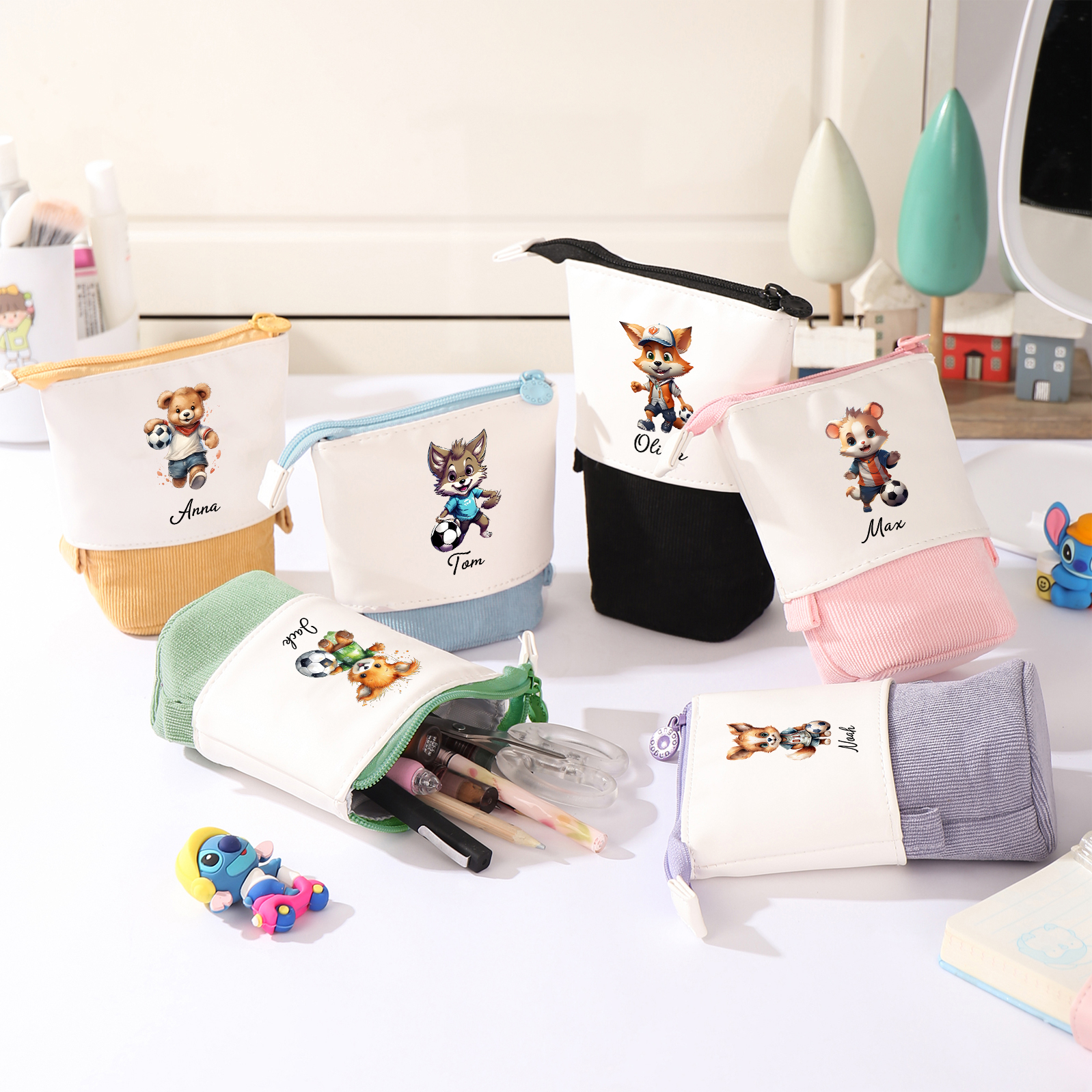 Astuccio per matite animale personalizzato con 1 nome e 1 animale regalo per scuola elementare bambini