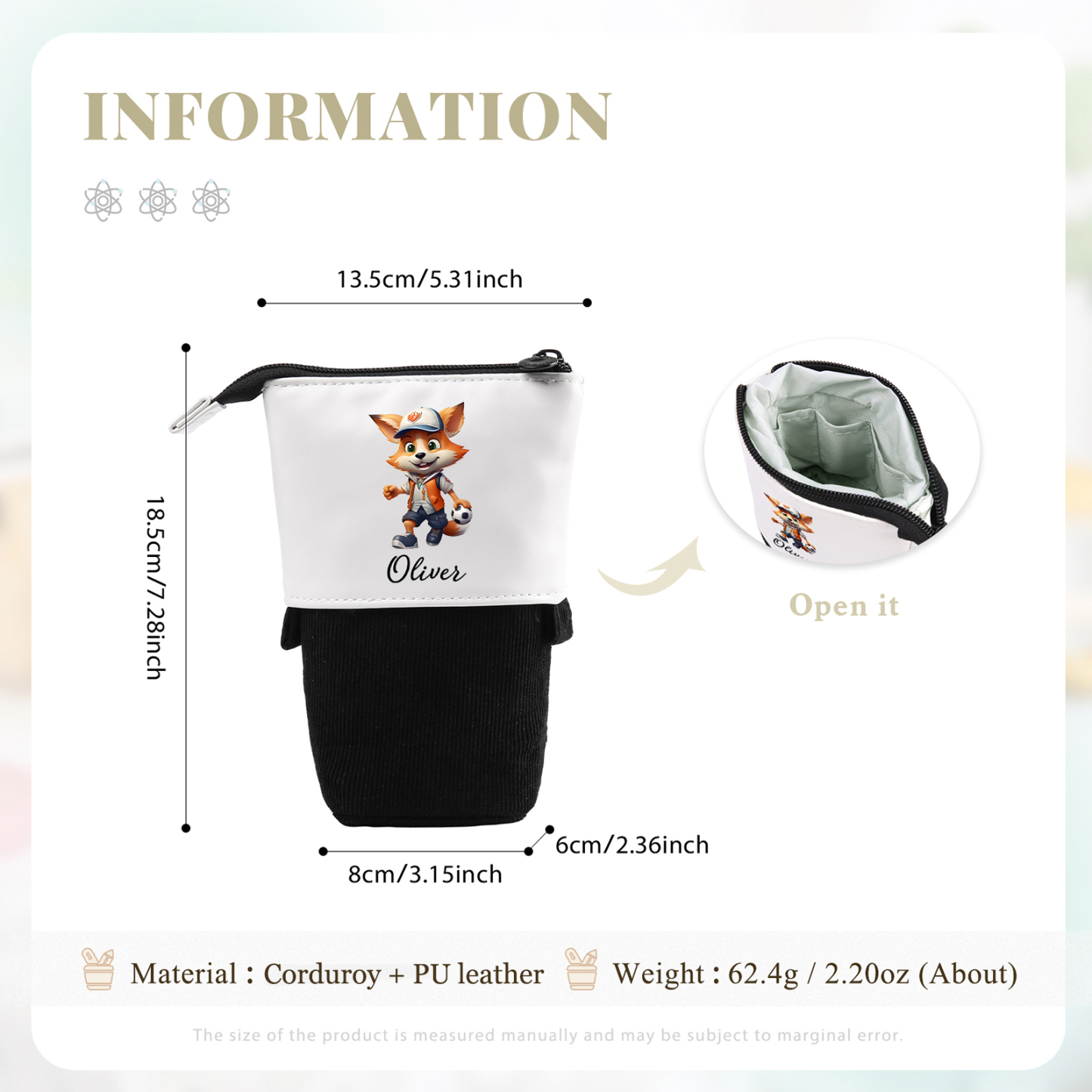 Astuccio per matite animale personalizzato con 1 nome e 1 animale regalo per scuola elementare bambini