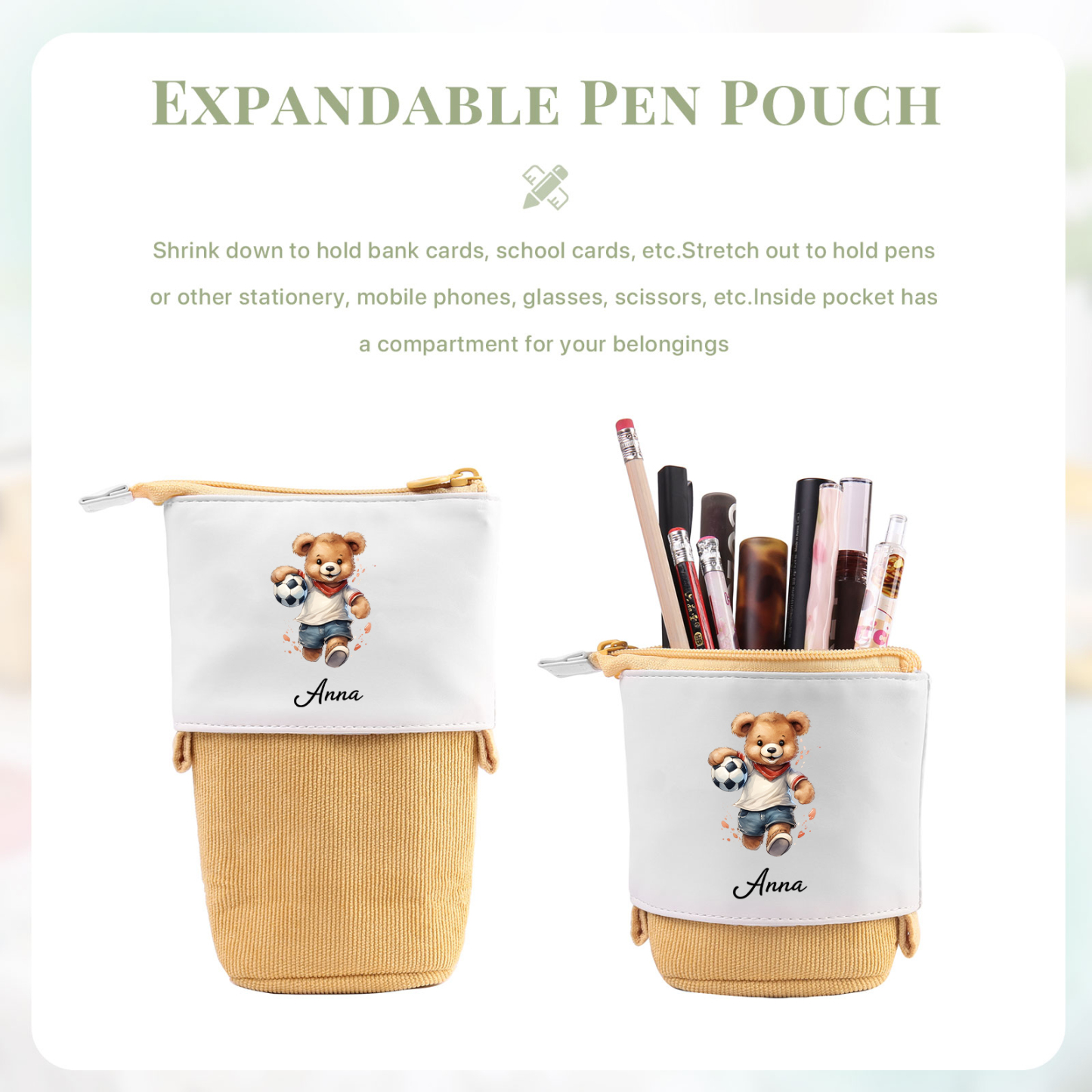 Astuccio per matite animale personalizzato con 1 nome e 1 animale regalo per scuola elementare bambini