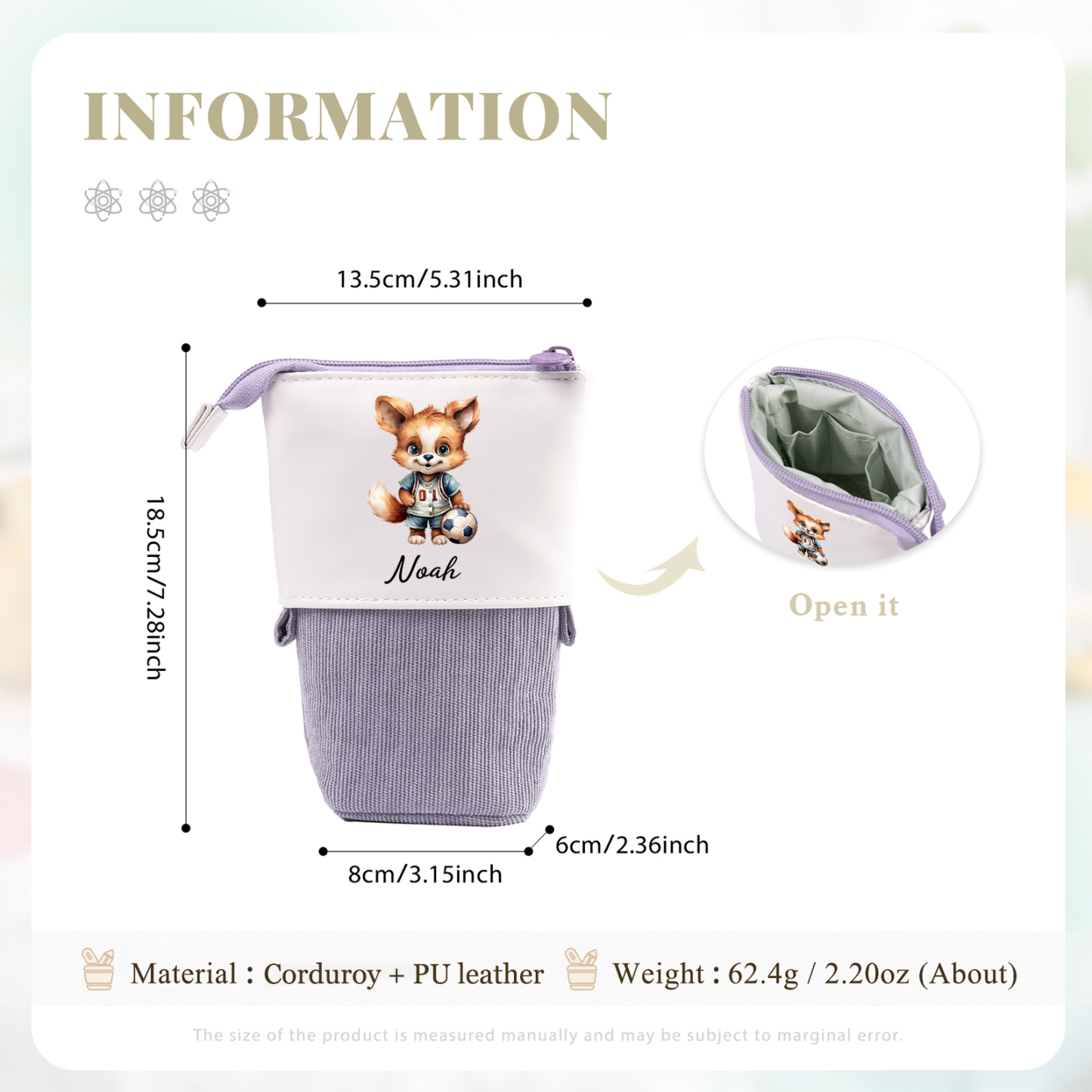 Astuccio per matite animale personalizzato con 1 nome e 1 animale regalo per scuola elementare bambini