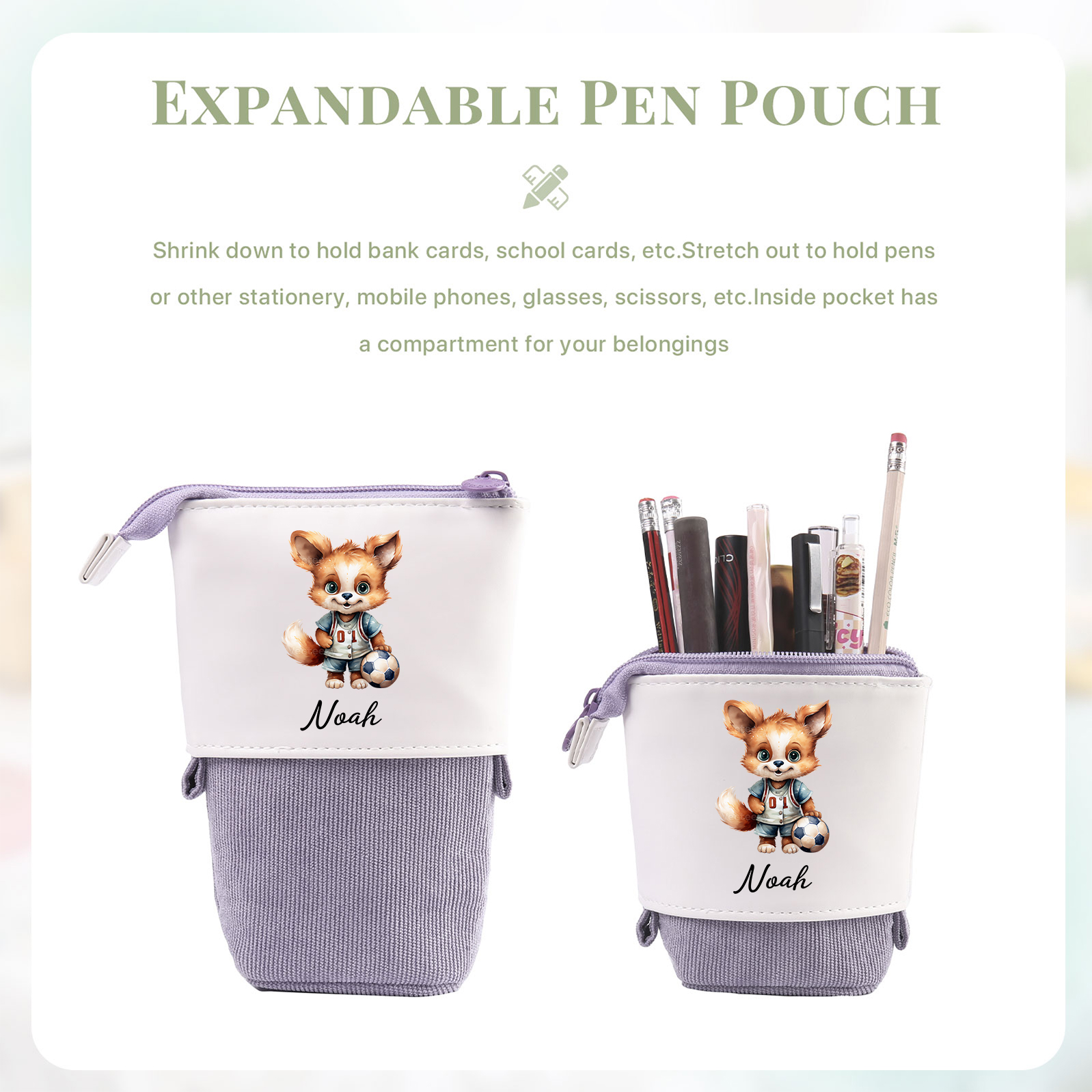 Astuccio per matite animale personalizzato con 1 nome e 1 animale regalo per scuola elementare bambini