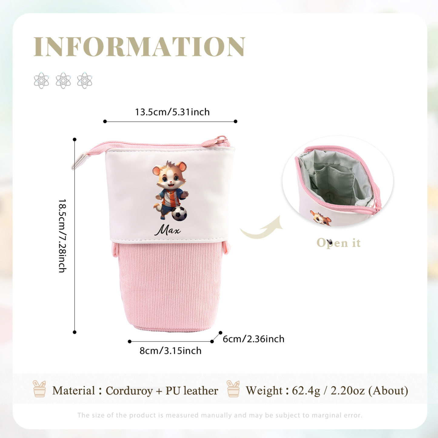 Astuccio per matite animale personalizzato con 1 nome e 1 animale regalo per scuola elementare bambini