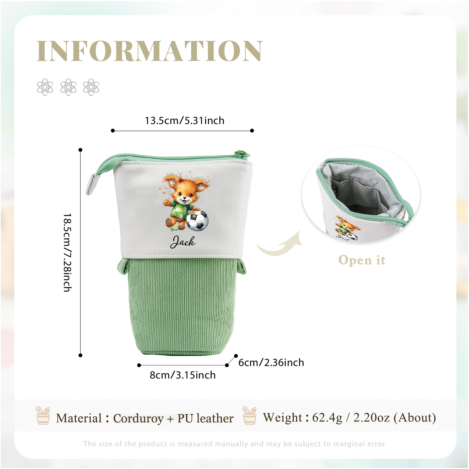 Astuccio per matite animale personalizzato con 1 nome e 1 animale regalo per scuola elementare bambini