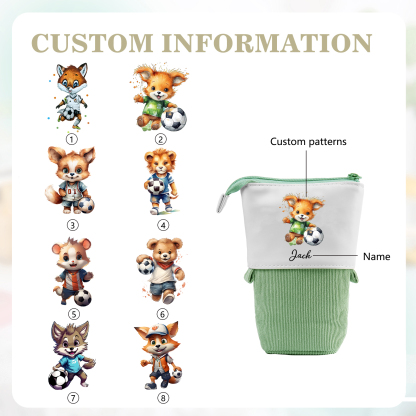 Astuccio per matite animale personalizzato con 1 nome e 1 animale regalo per scuola elementare bambini