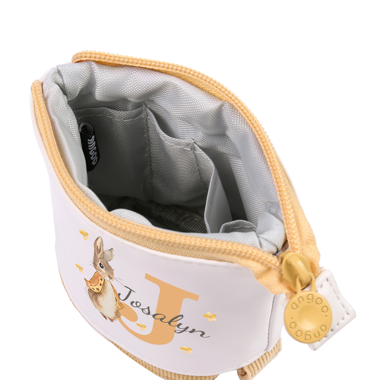 Astuccio per matite coniglio personalizzato con 1 nome e 1 lettera per scuola elementare bambini