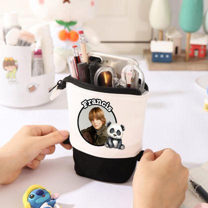 Astuccio per matite animale personalizzato con 1 nome e 1 foto e 1 animale per scuola elementare bambini