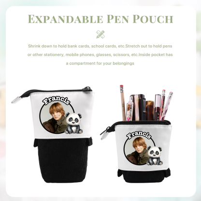 Astuccio per matite animale personalizzato con 1 nome e 1 foto e 1 animale per scuola elementare bambini