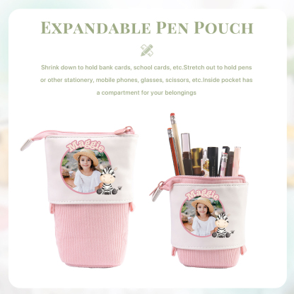 Astuccio per matite animale personalizzato con 1 nome e 1 foto e 1 animale per scuola elementare bambini