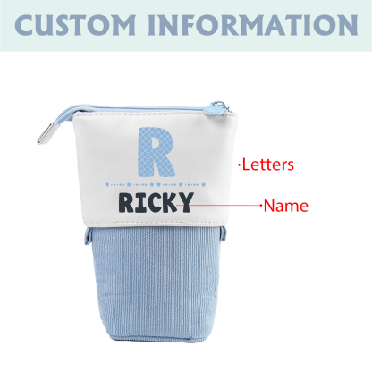 Astuccio per matite personalizzato con 1 nome e 1 lettera per scuola elementare bambini