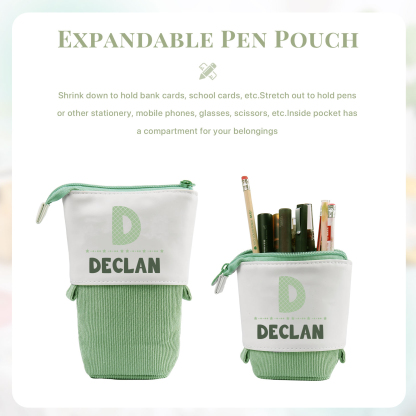 Astuccio per matite personalizzato con 1 nome e 1 lettera per scuola elementare bambini