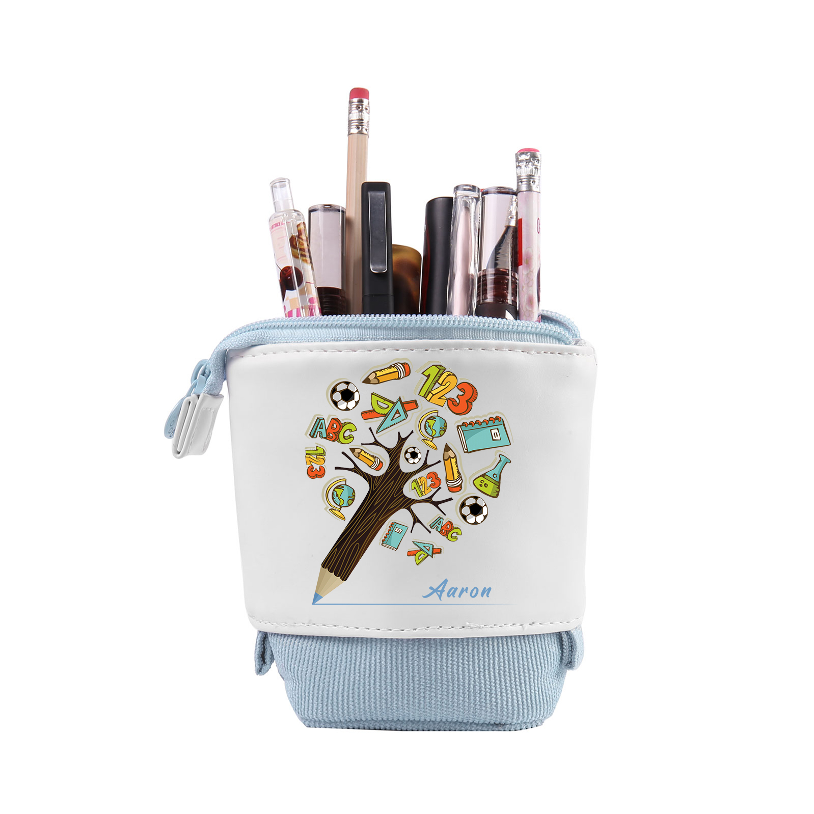 Astuccio per matite albero di penna personalizzato con 1 nome per scuola elementare bambini