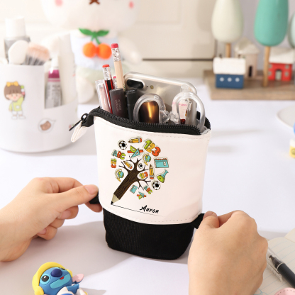 Astuccio per matite albero di penna personalizzato con 1 nome per scuola elementare bambini