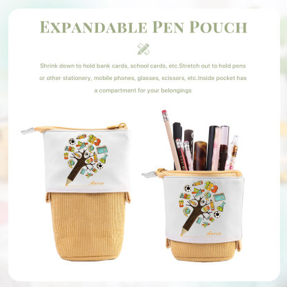 Astuccio per matite albero di penna personalizzato con 1 nome per scuola elementare bambini