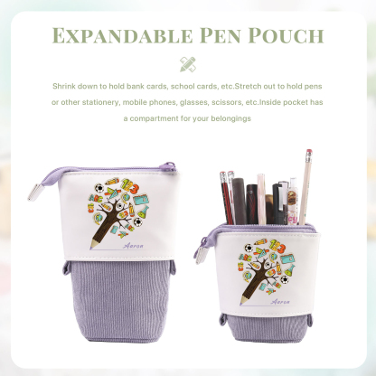 Astuccio per matite albero di penna personalizzato con 1 nome per scuola elementare bambini