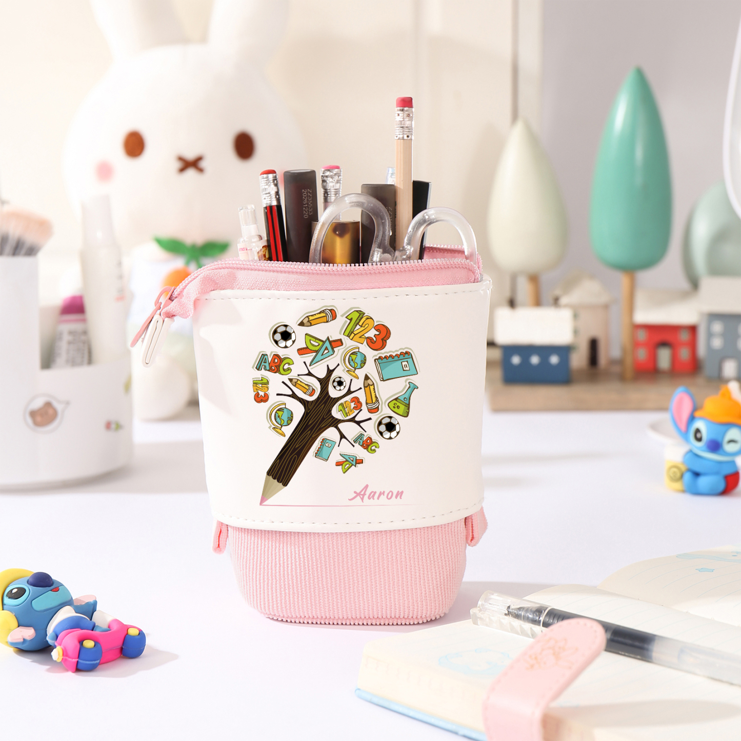 Astuccio per matite albero di penna personalizzato con 1 nome per scuola elementare bambini