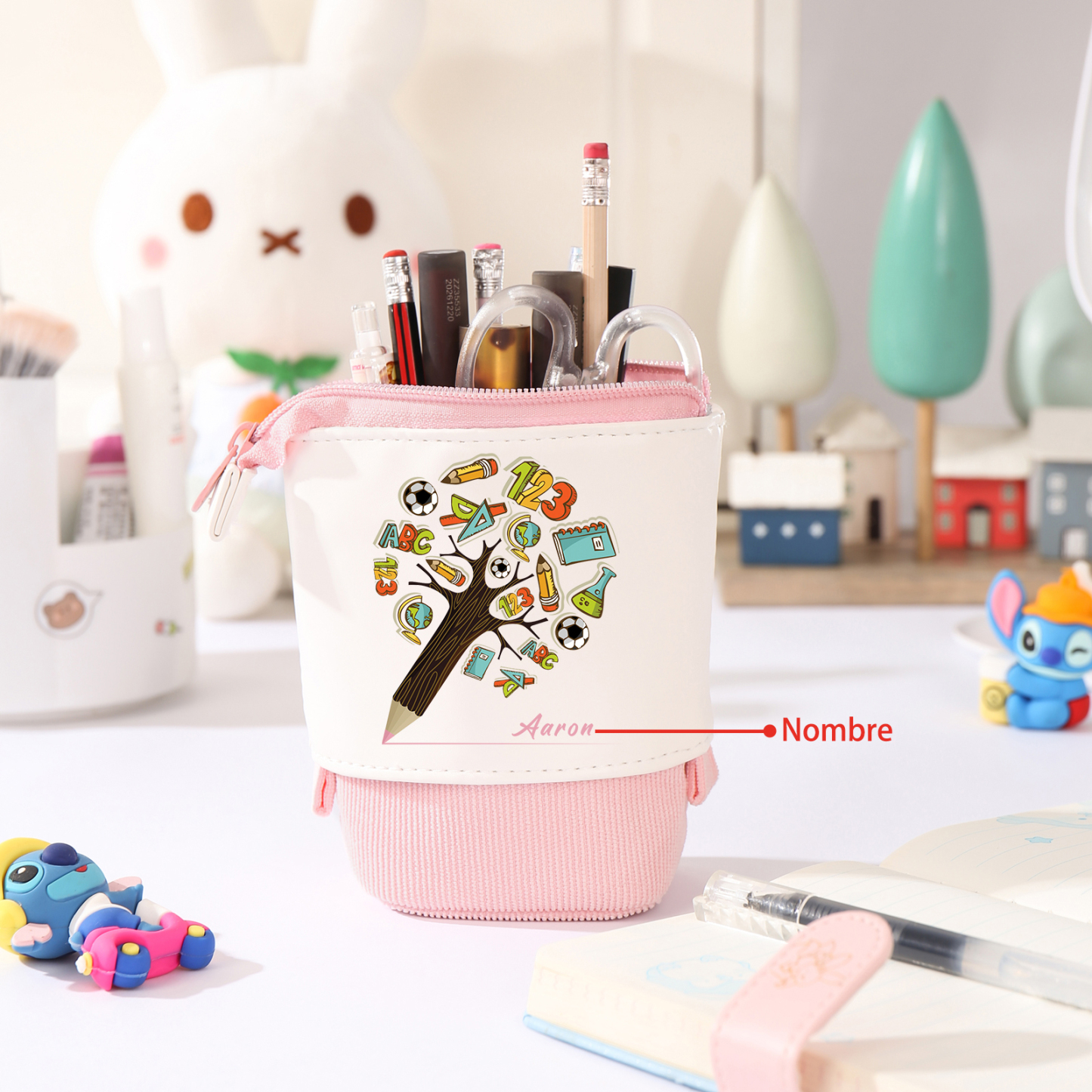 Astuccio per matite albero di penna personalizzato con 1 nome per scuola elementare bambini