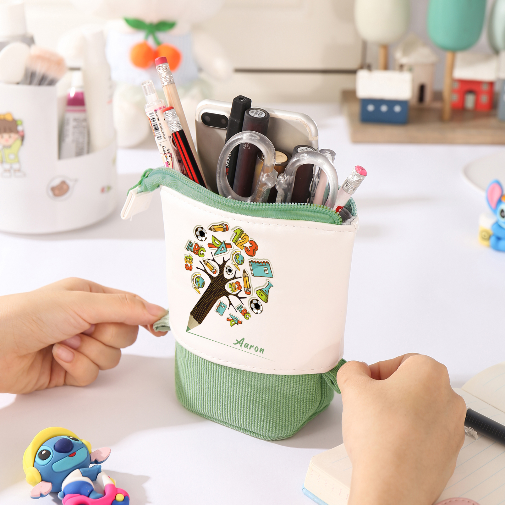 Astuccio per matite albero di penna personalizzato con 1 nome per scuola elementare bambini