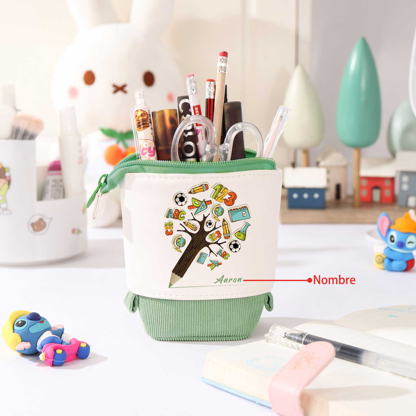 Astuccio per matite albero di penna personalizzato con 1 nome per scuola elementare bambini