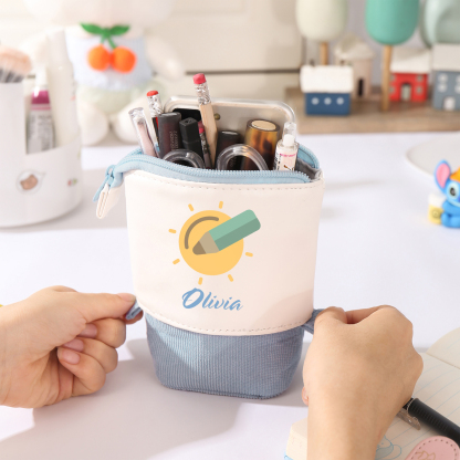 Astuccio per matite penna e sole personalizzato con 1 nome per scuola elementare bambini